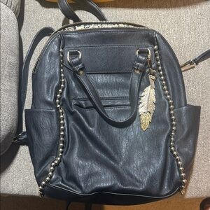 Jessica Simpson Black Leather Backpack